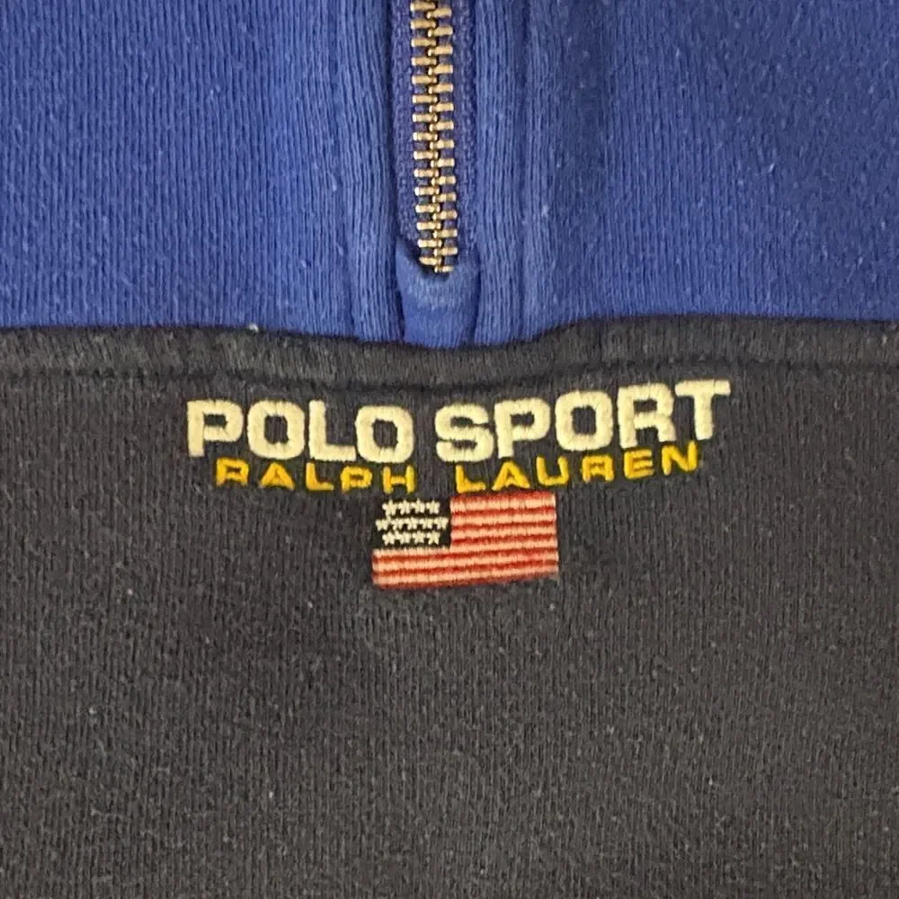 VTG Y2K Polo Sport Blue and Yellow Ralph Lauren 1/4 Zip Pull over M 10-12